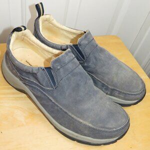 L.L. BEAN Blue Sunwashed Canvas Slip On Low Heel Wedge Loafer Shoes 8.5 WIDE